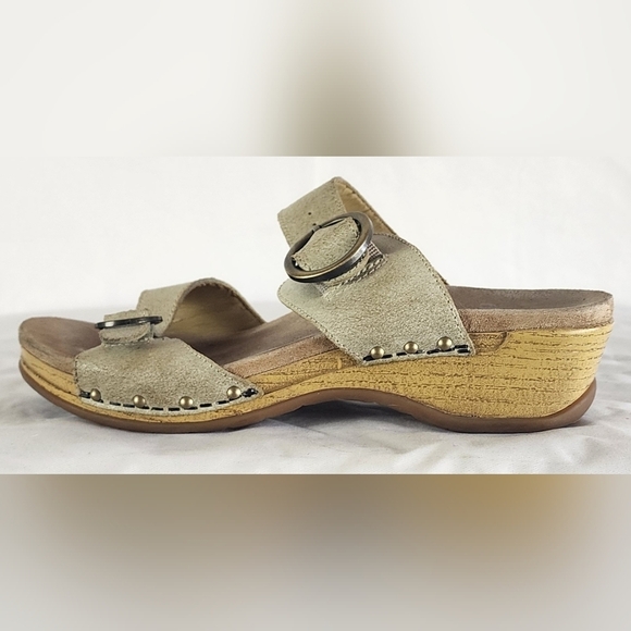Dansko Manda Slide Wooden Slip on Clogs in Oyster 7 - Picture 16 of 16